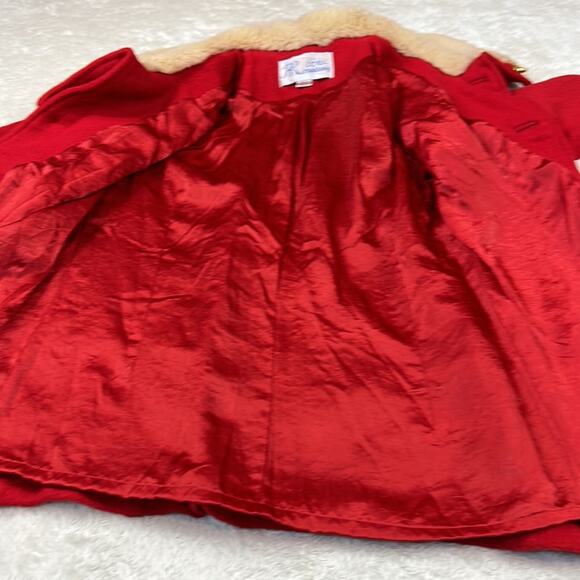 HR Ruanhong kawaii red faux fur collar coat, size 160/84a m or - Picture 4 of 11